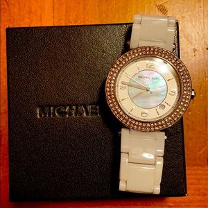 Michael Kors Ceramic watch/bracelet w/pave